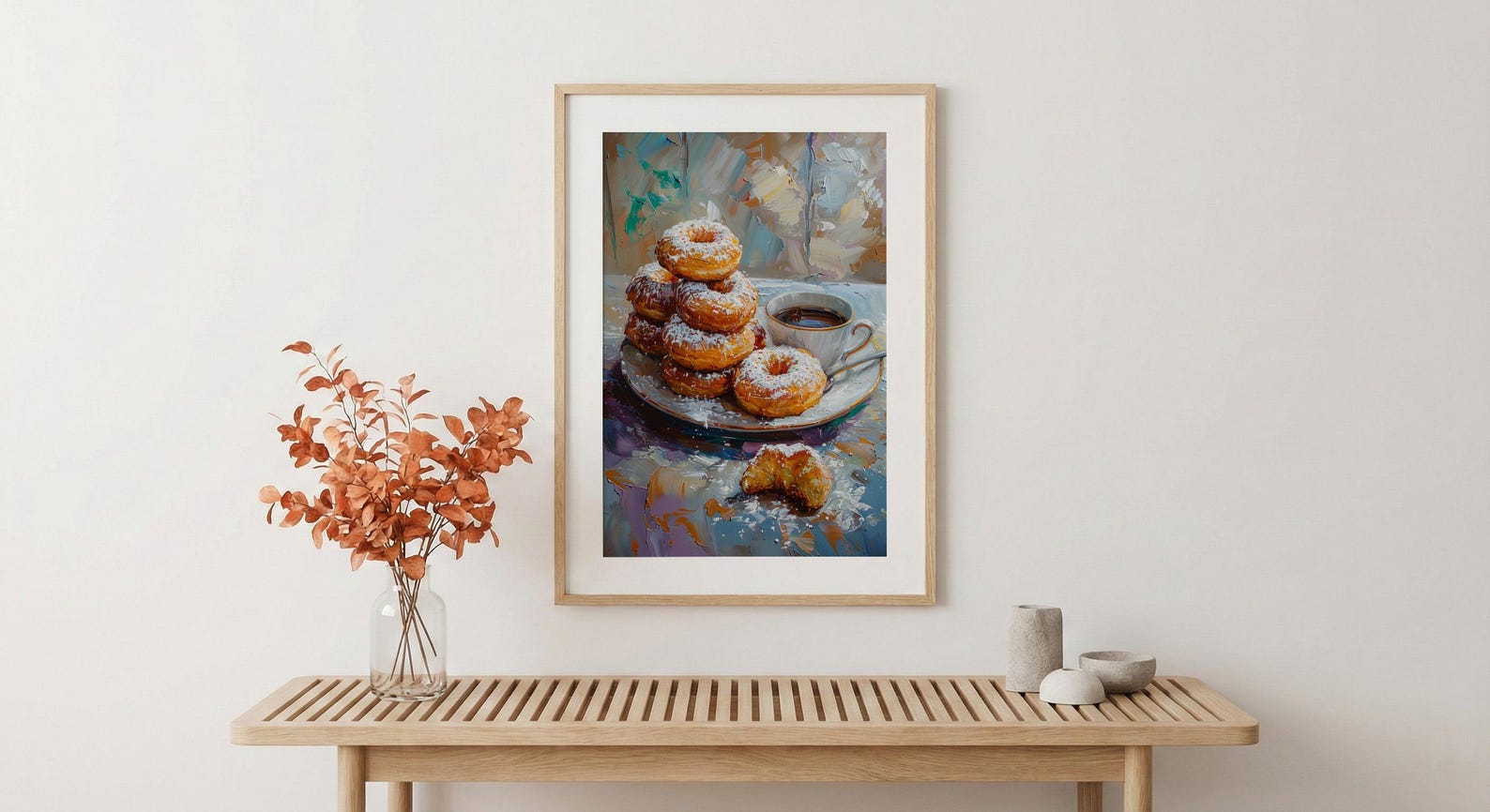 New Orleans Cafe Wall Art, French Quarter Food Decor - Sweet Beignet Summer Morning — view 4