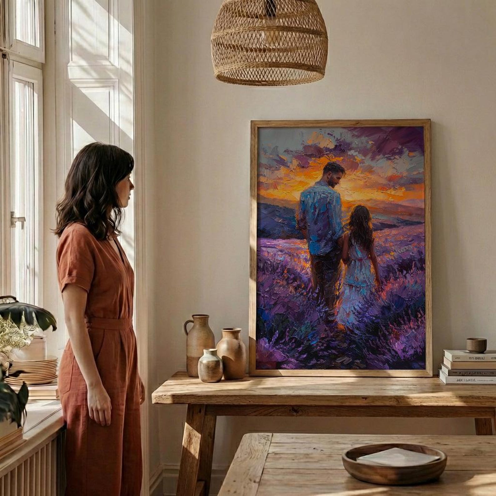 Provence Lavender Wall Art, Father And Child Print - Floral Country Decor — view 5