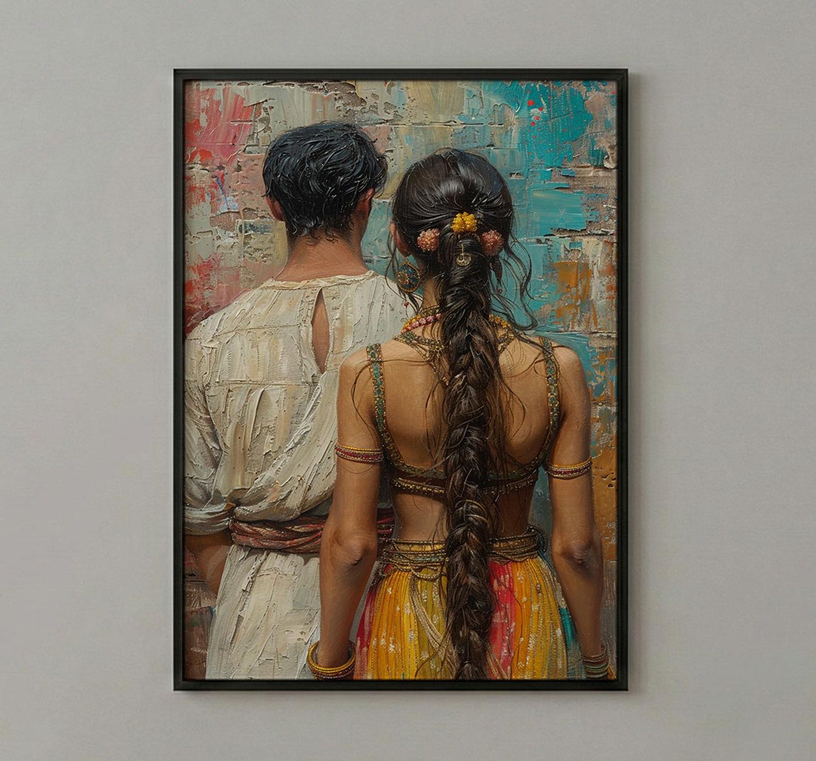 Indian Artisan Art Print, Father And Daughter Decor - Vibrant Culture Poster — view 3