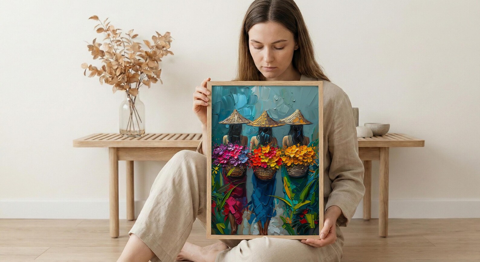 Bali Flower Market Art, Tropical Floral Decor - Summer Nature Print — view 6
