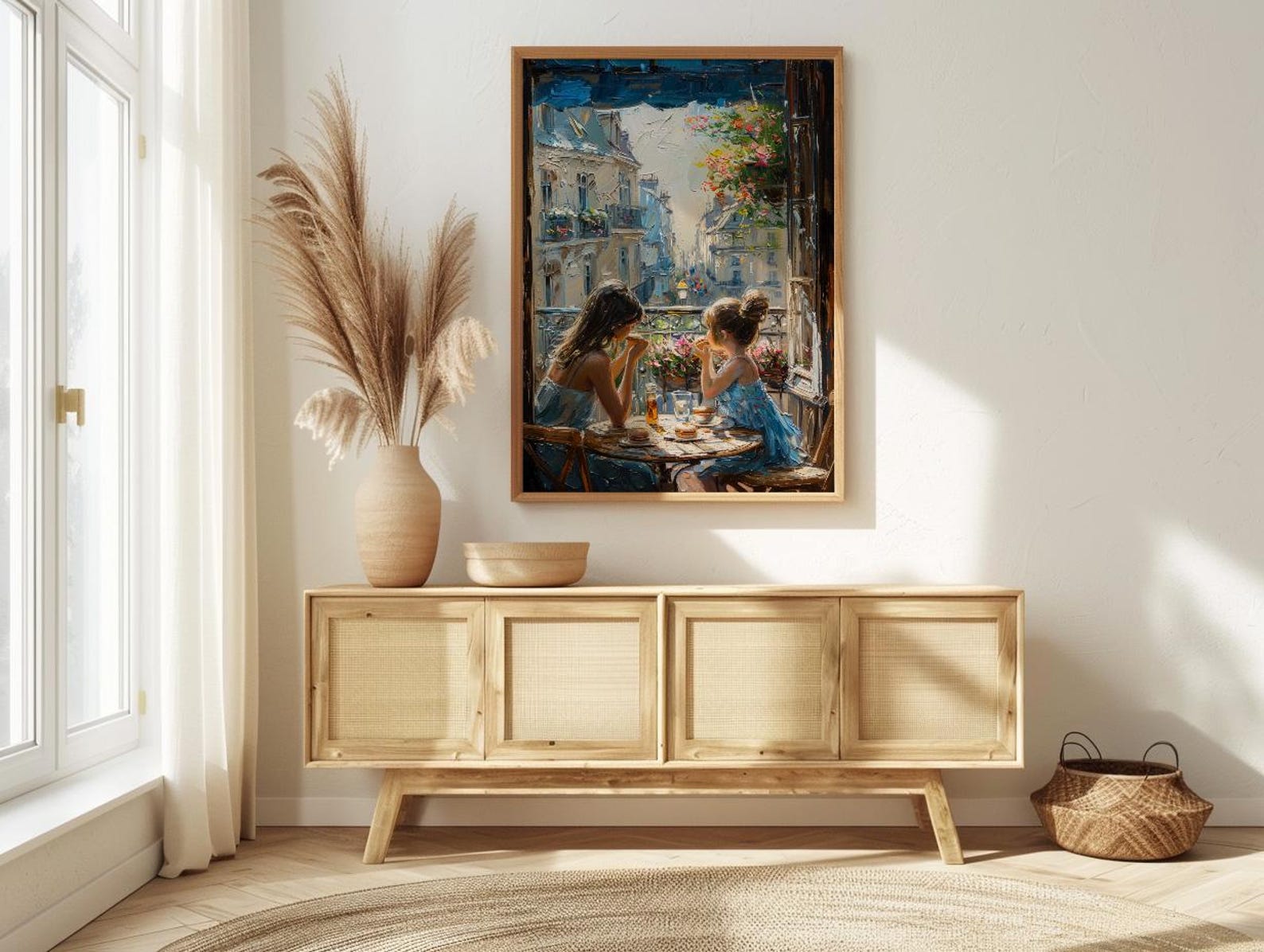 European Balcony Poster, Mother Child Art - Mother's Day Gift — view 4