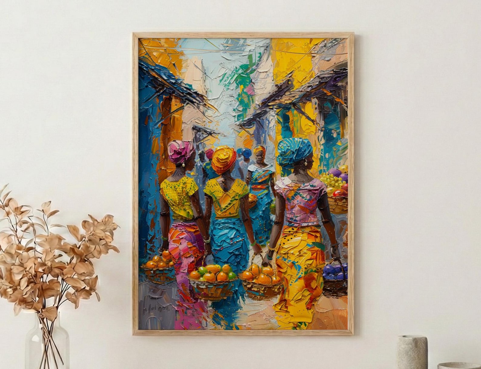 Tropical Fruit Wall Art, African Market Decor - Summer Vendor Print