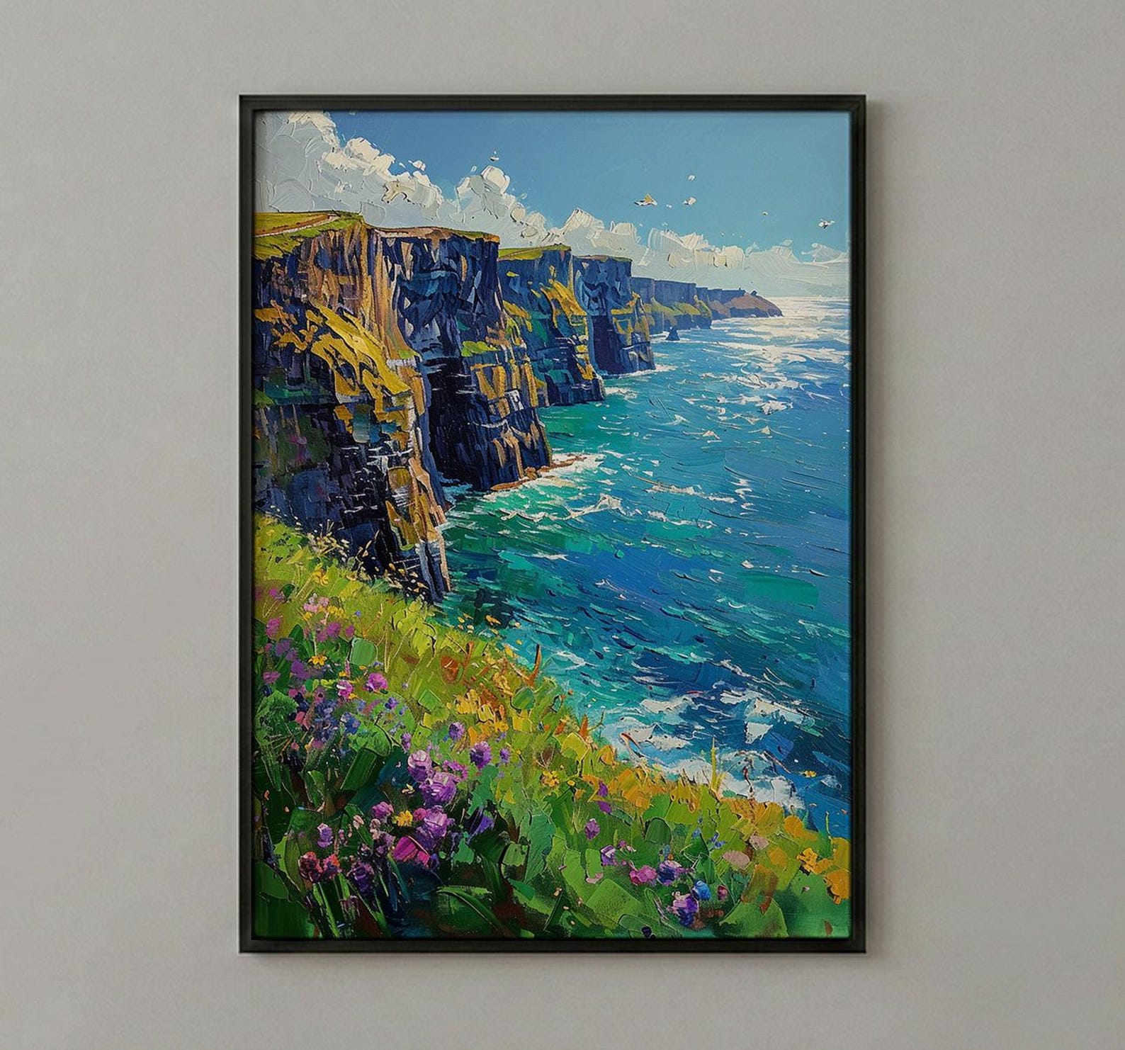Cliffs of Moher Art, Ireland Coastal Decor - Green Cliff Poster — view 3