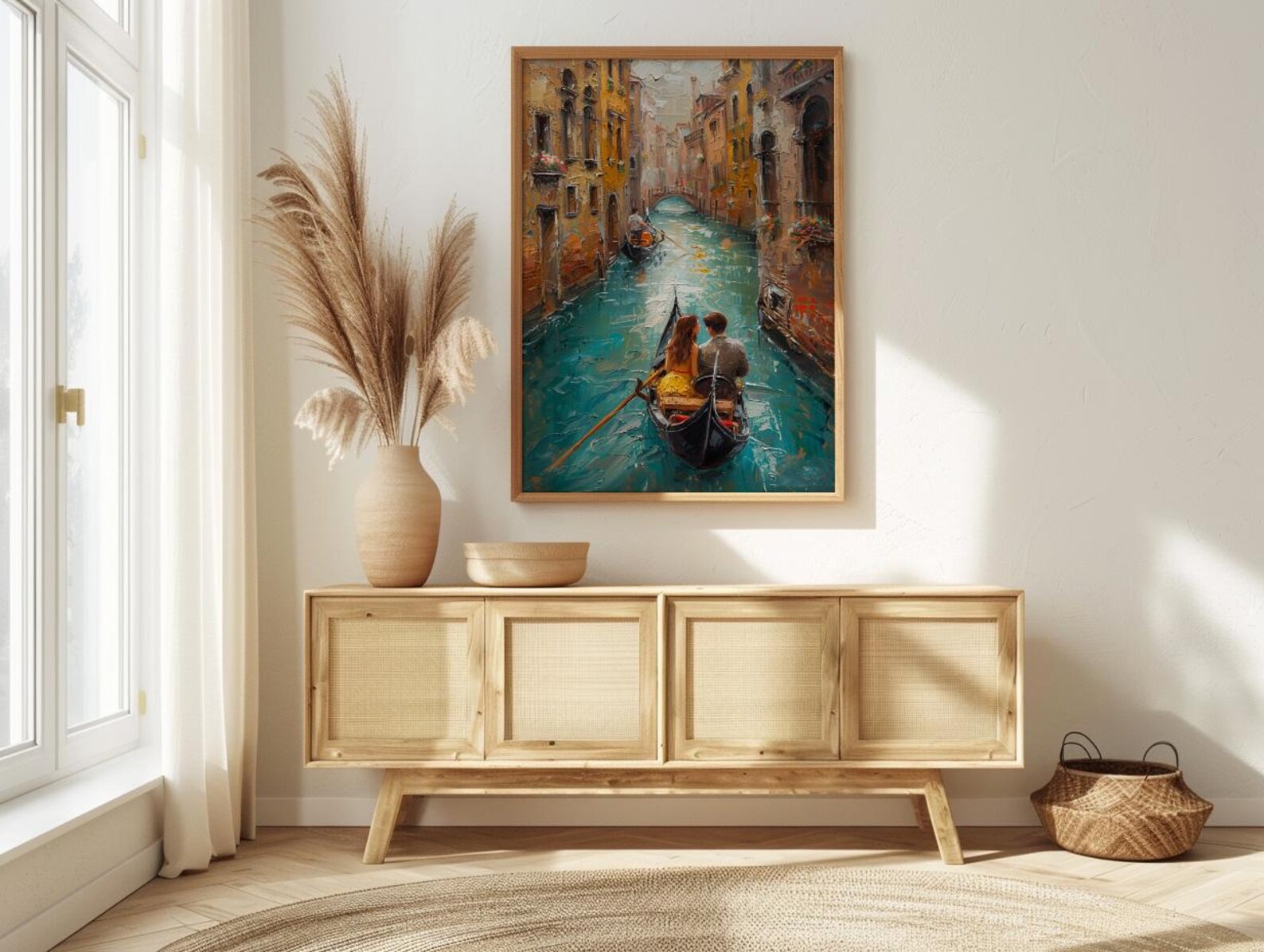 Venice Wall Art, Gondola Print, Italy Travel Poster, Impasto Oil Painting, Romantic Canal Art, Wedding Gift, Italian Decor — view 5