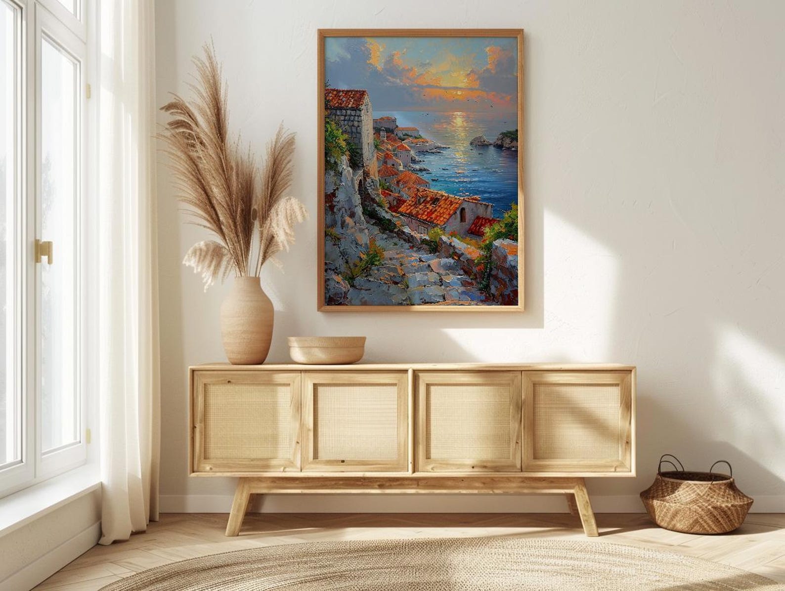 Dubrovnik Wall Art, Croatia Travel Print, Old Town Decor, Impasto Oil Painting, Terracotta Rooftops, Game of Thrones Vibe, Sea — view 2