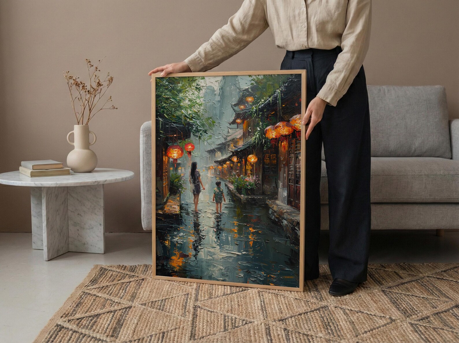 Lijiang China Art Print, Mothers Day Gift From Son, Ancient Town Wall Art, Mom And Son Poster, Museum Quality Decor — view 5