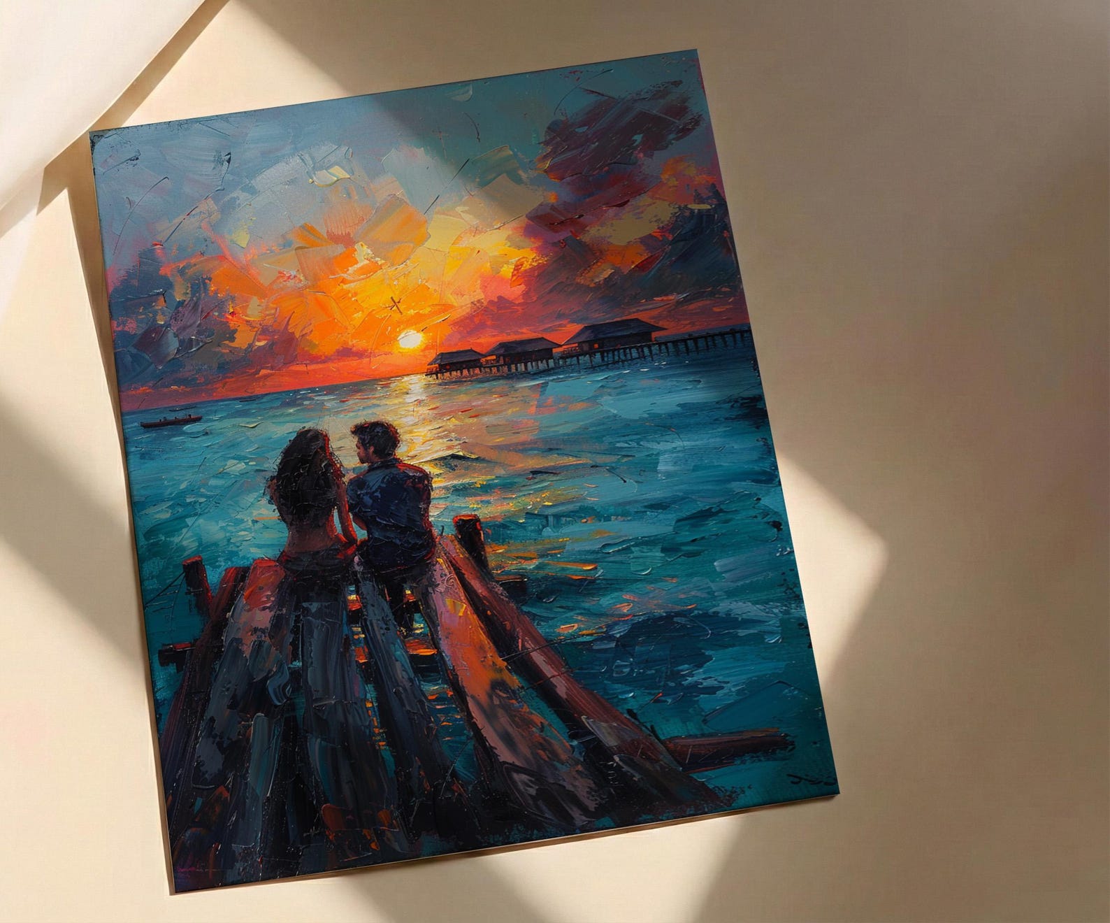 Maldives Ocean Wall Decor, Tropical Sunset Print - Master Bedroom Art — view 3