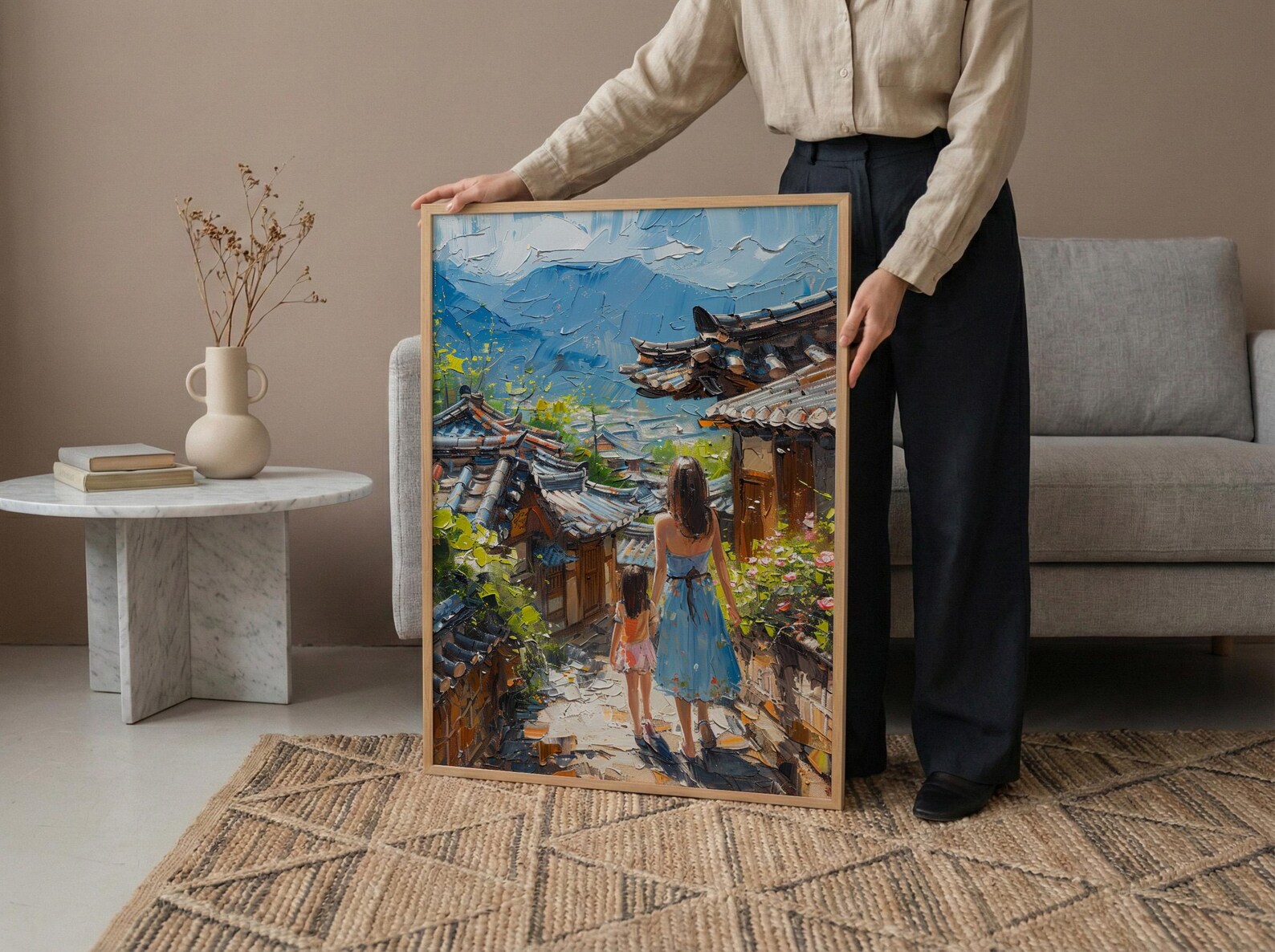 Seoul South Korea Print, Bukchon Hanok Wall Art, Mothers Day Gift From Daughter, Museum Quality Decor, Mother Daughter Poster — view 5