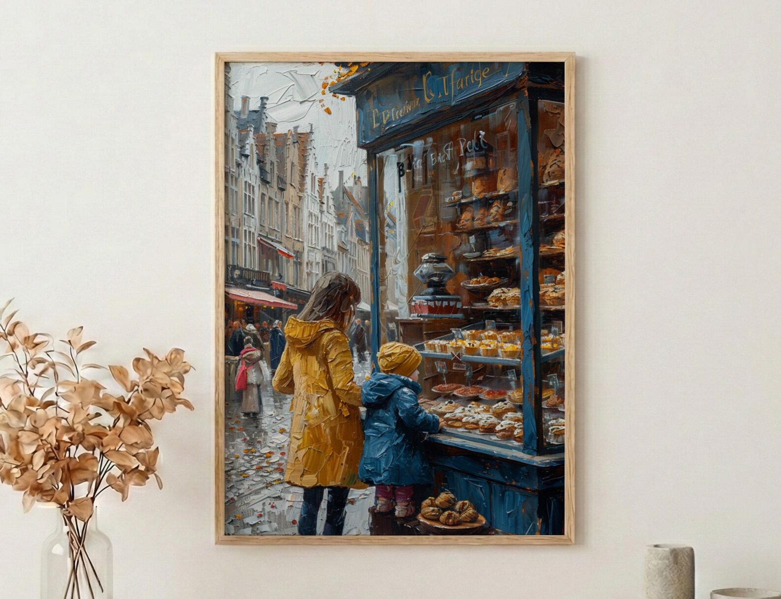 Bruges Bakery Art Print, Mother Child Poster - Mother's Day Gift
