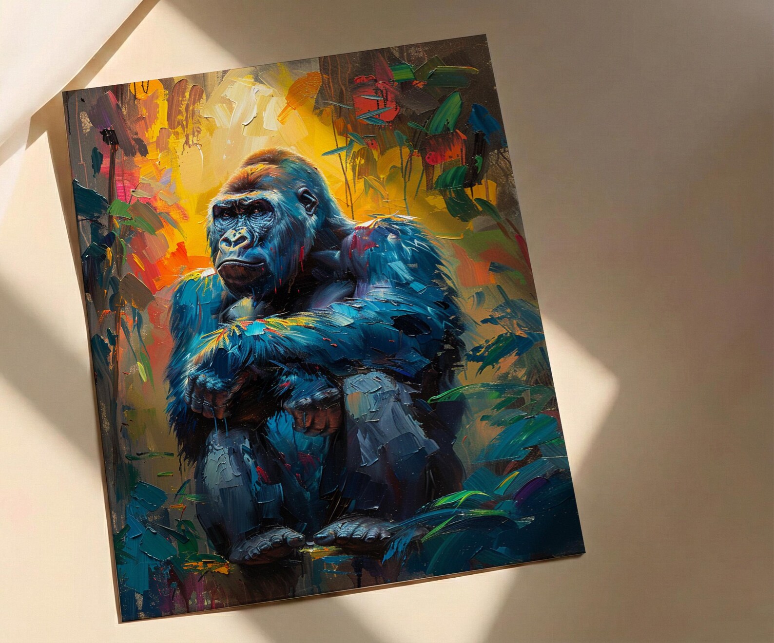Silverback Gorilla Art, African Jungle Decor - Rainforest Landscape — view 2