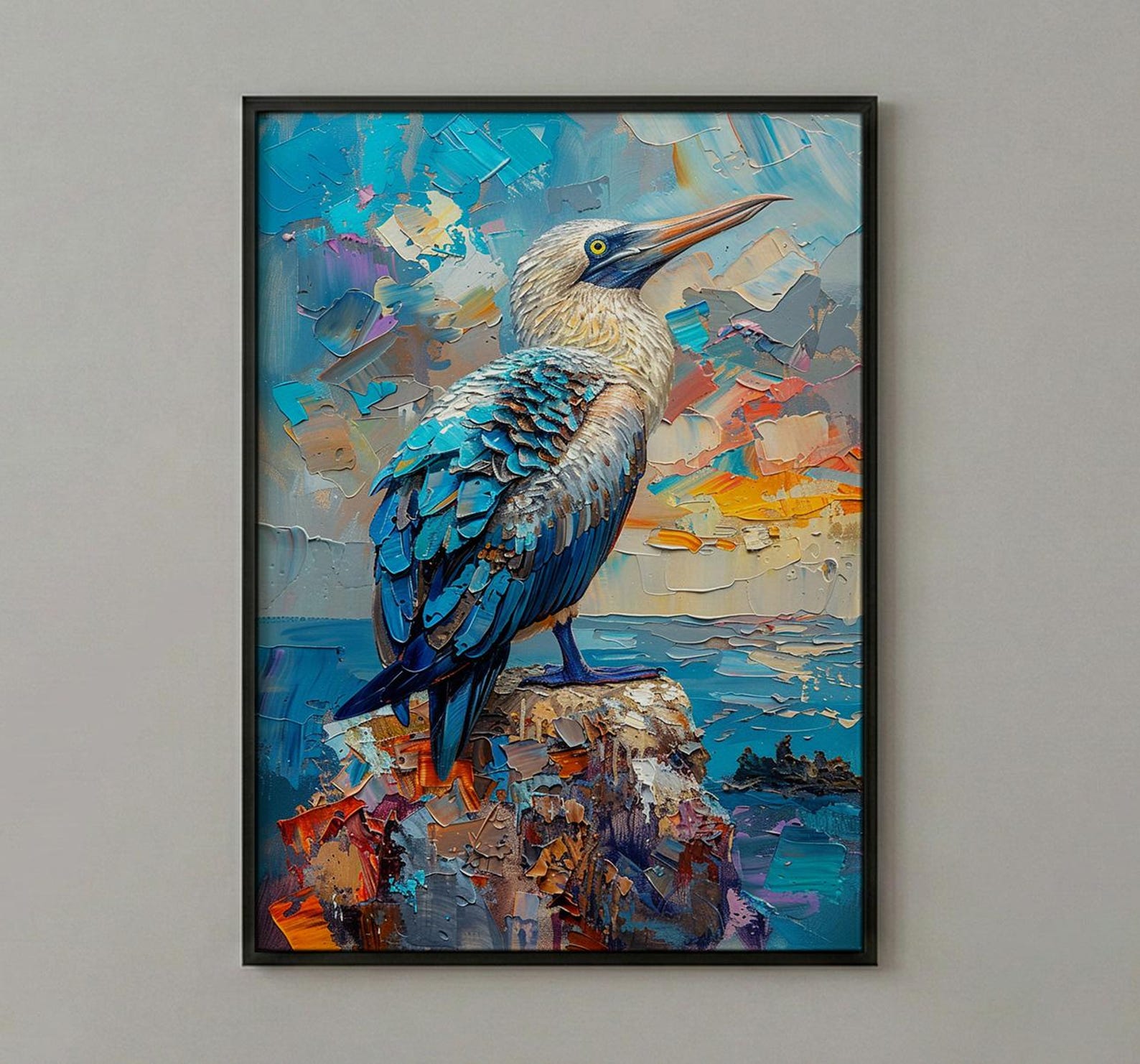 Blue Footed Booby Wall Art, Galapagos Animal Decor - Ocean Bird Print — view 2