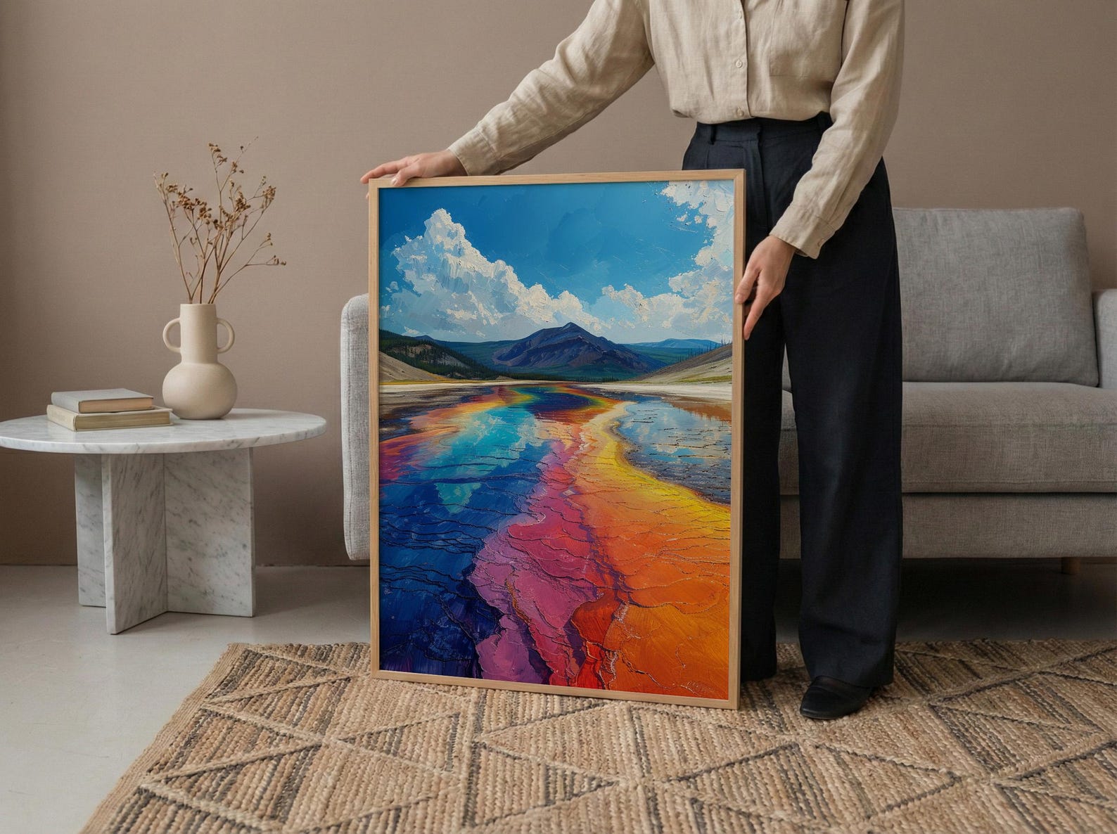Yellowstone National Park Poster, Grand Prismatic Spring Decor - Colorful Rainbow Summer Nature Art — view 5