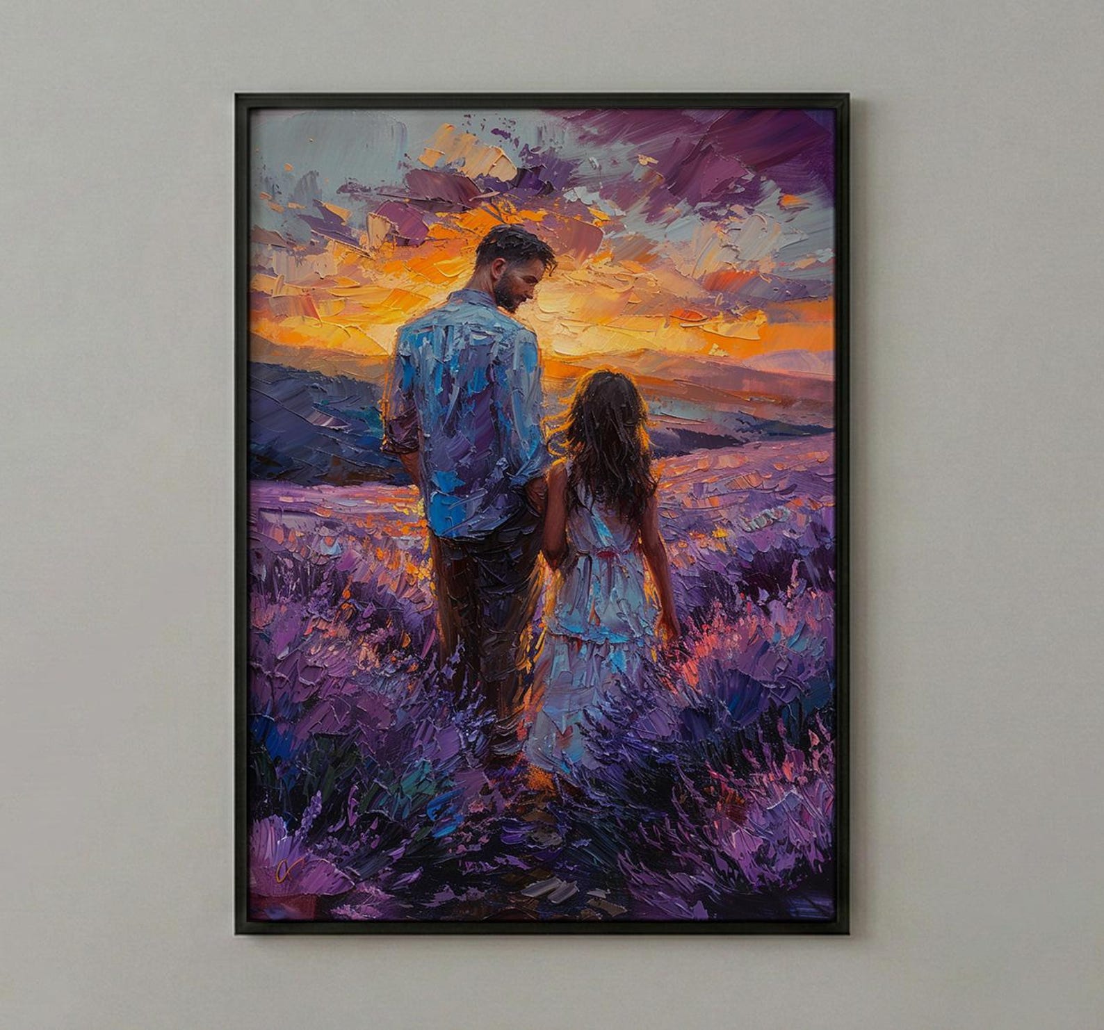 Provence Lavender Wall Art, Father And Child Print - Floral Country Decor — view 3