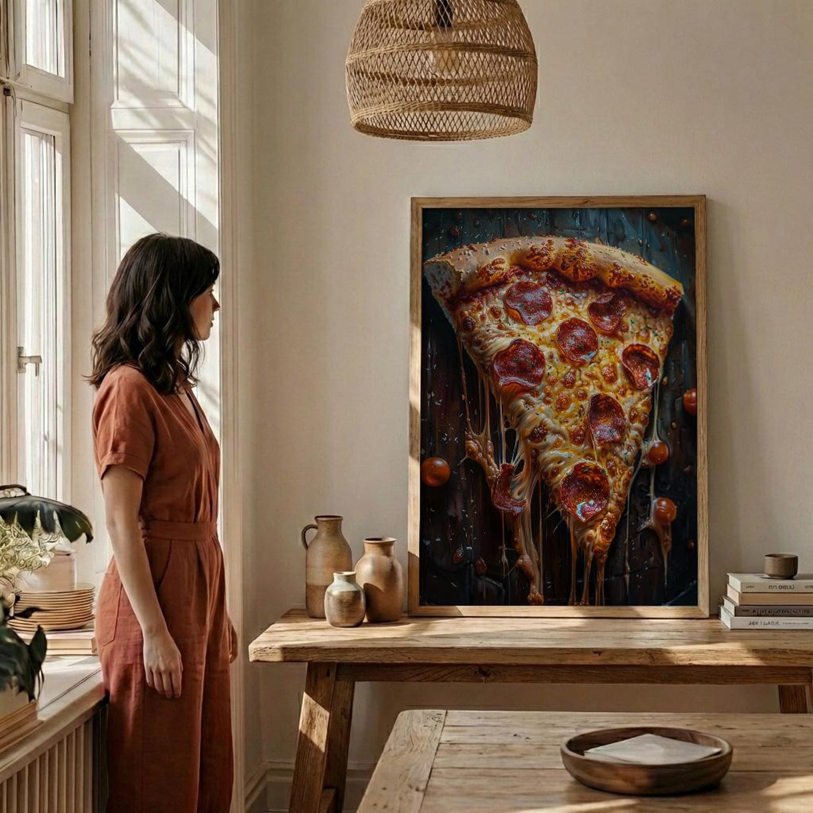Chicago Pizza Food Poster, City Travel Home Room Decor - Bright Summer Outdoor Patio View — view 6