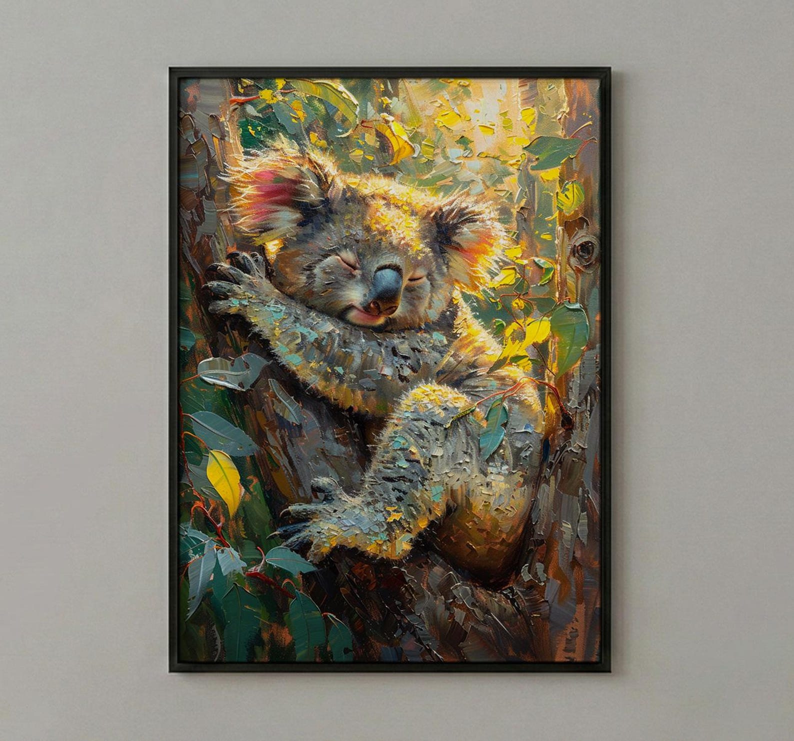Cute Koala Bear Wall Art, Eucalyptus Tree Home Decor - Australia Nature Forest Summer Scene — view 2