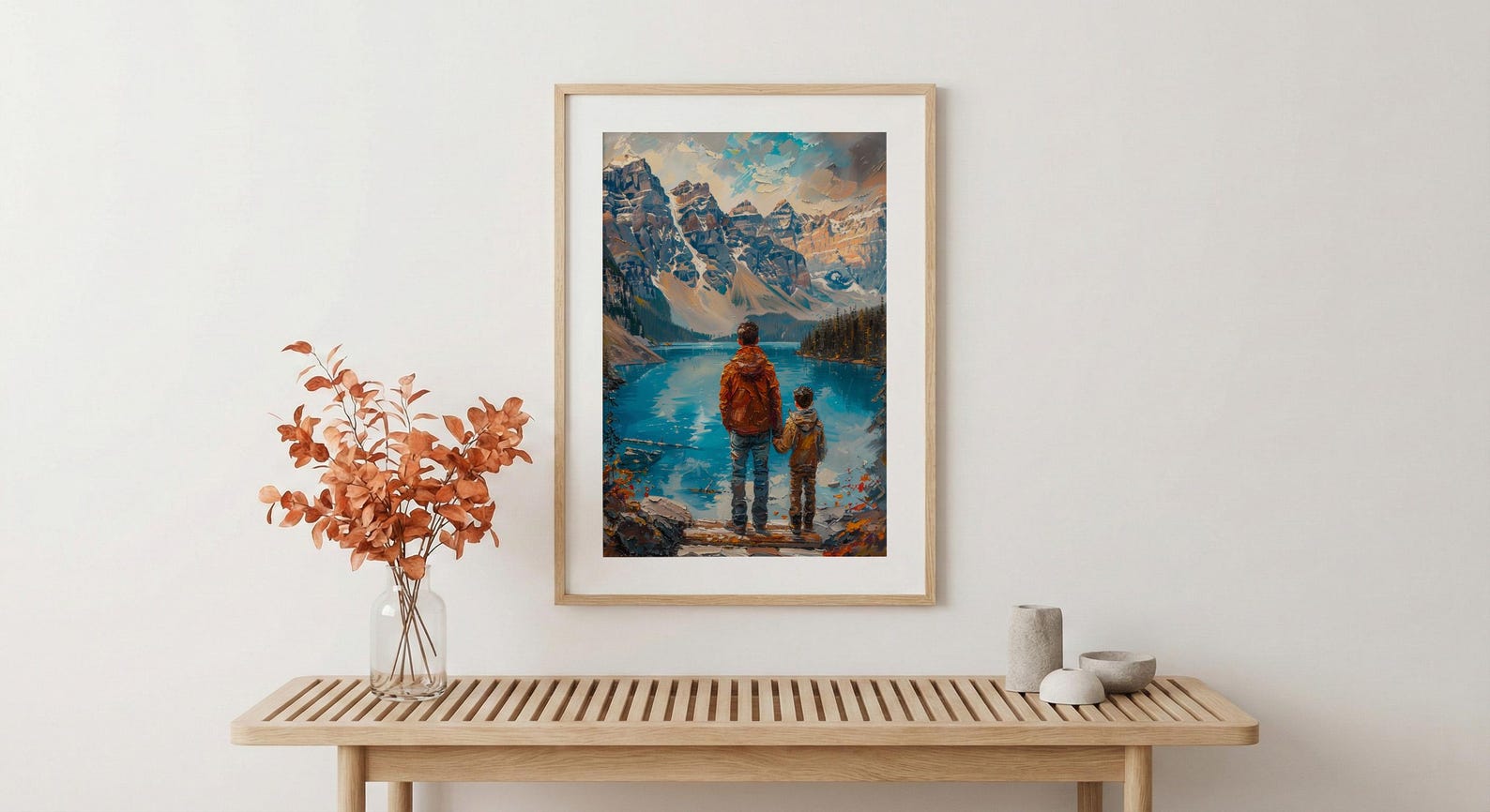 Moraine Lake Poster, Banff National Park Decor - Father And Son Landscape Art — view 5